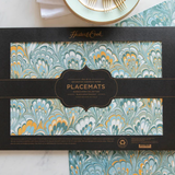 Blue & Gold Peacock Marbled Placemat