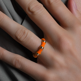 Bamboo Enameled Ring-Clementine-Size 7