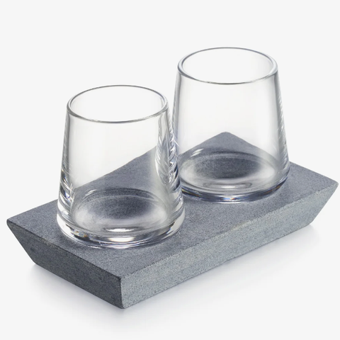Alpine Whiskey Glass S/2 with Soapstone Base