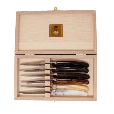 Steak Knife Set, Grey-Brown-Set of 6