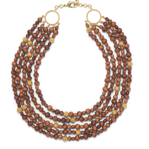 Earth Goddess Beads 5-Strand Necklace - Teak