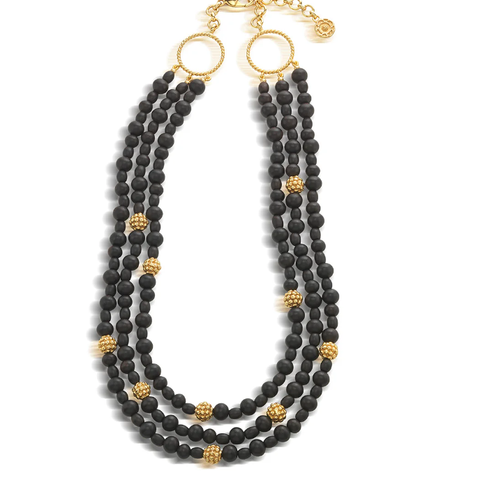 Berry 3-Strand Necklace, 18"+2" - Ebony