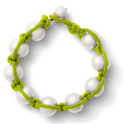 Macrame Pearl Bracelet- Lime