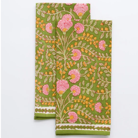 Cactus Flower Fern & Flamingo Tea Towels Set of 2