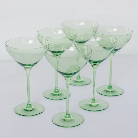 Mint Green Martini Glasses Set of 6