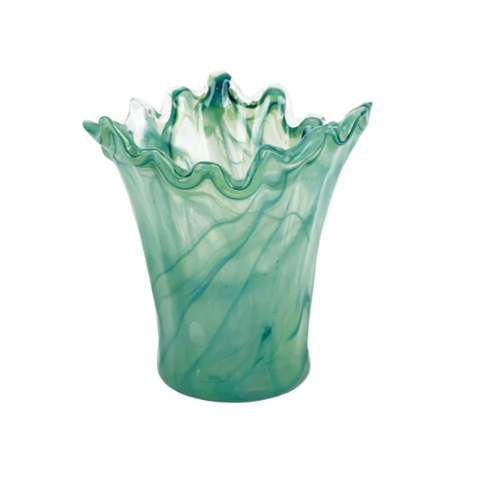 Onda Glass Green Short Vase