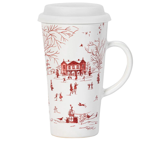 Country Estate Winter Frolic Travel Mug with Silicone Lid