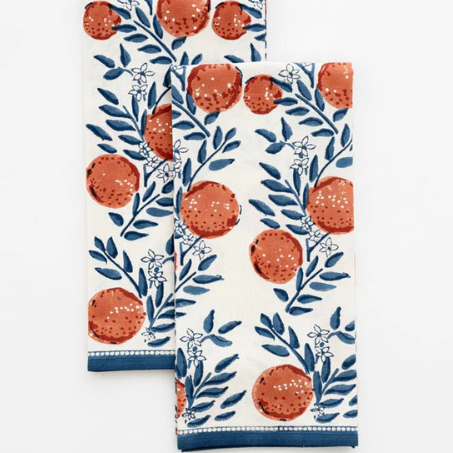 Phlox Green Tea Towels Pomegranate