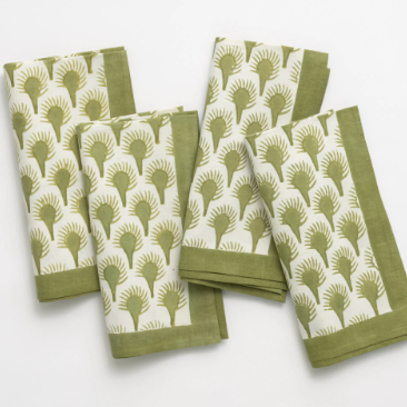 Geo Feather Moss Napkin | Set of 4