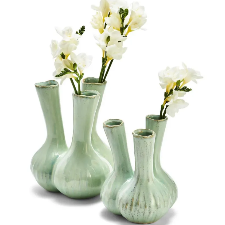 Celadon 3 Stem Ceramic Vase