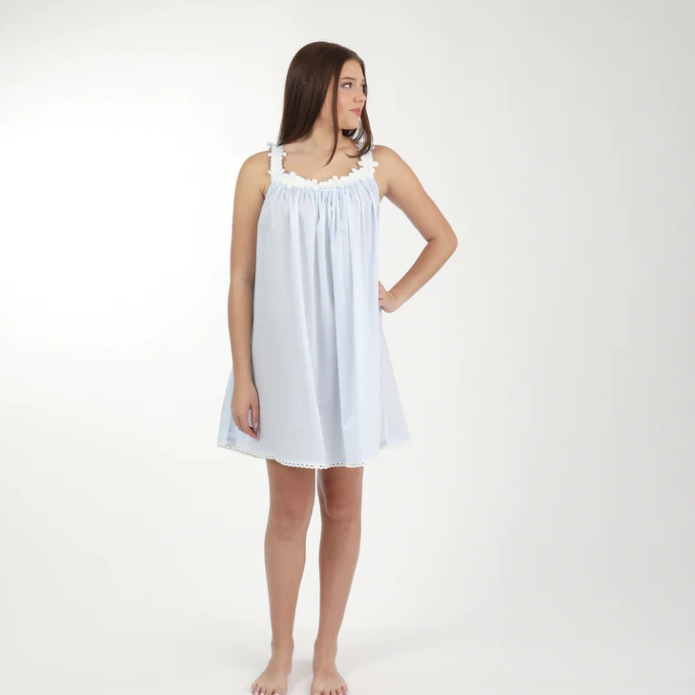 Julia Cotton Tank Nightgown- Blue