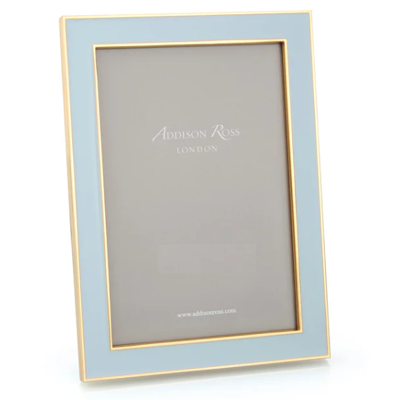 Gold Trim Powder Blue Enamel Picture Frame - 8x10