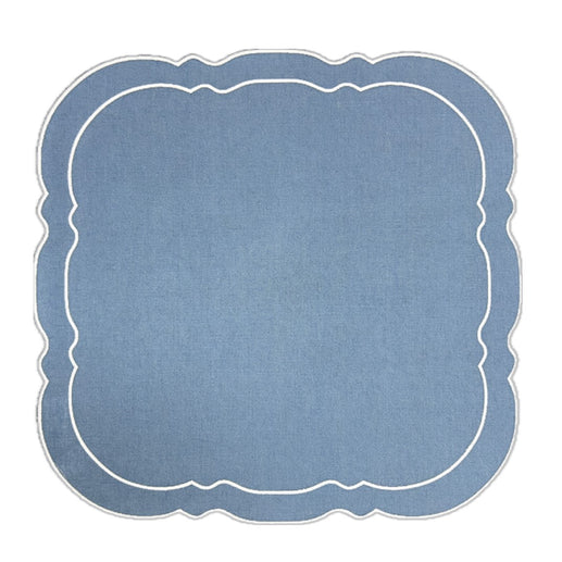 Linho Scalloped Square Placemat Blue - Set of 4