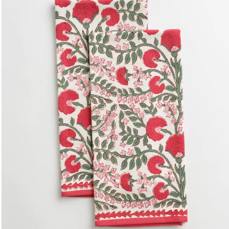 Cactus Flower Scarlet & Rose Tea Towels-Set of 2