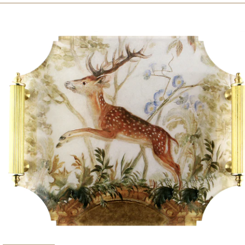 Large Acrylic Tray - Stag with Brass Handles