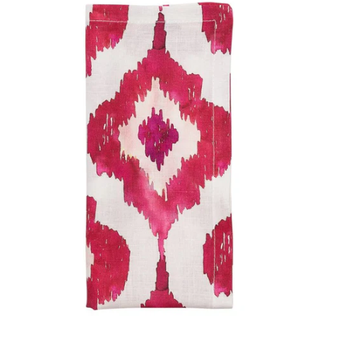 Watercolor Ikat Napkin in Fuchsia, Set of 4