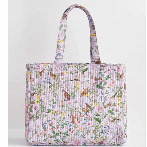 Fable Meadow Creatures Quilted Tote - Lilac