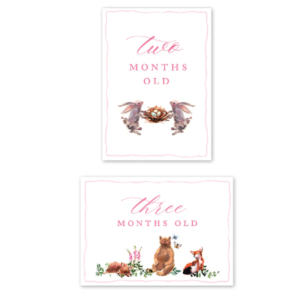 Woodland Pink Milestone Cards