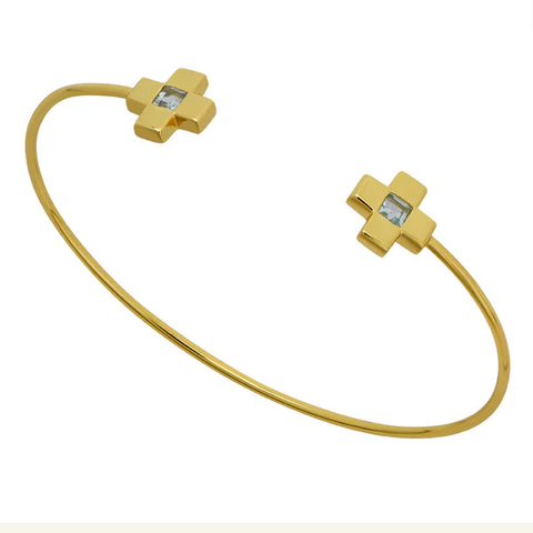 Blue Topaz Cross Bangle