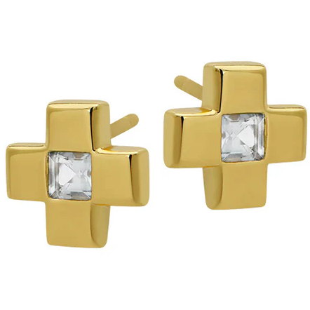 White Topaz Cross Studs