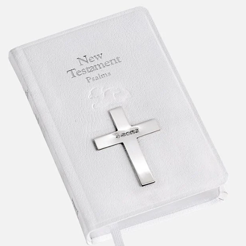 White New Testament Bible With Sterling Silver Cross