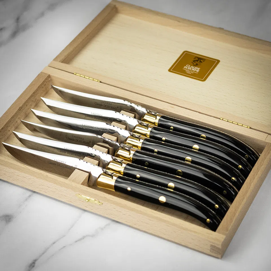 Laguiole Steak Knives Black Handle Set of 6