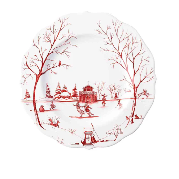 Country Estate Winter Frolic Dessert/Salad Plate-Ruby