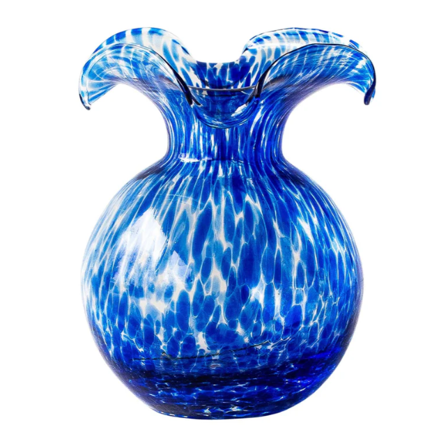 Hibiscus Cobalt Tortoiseshell Small Fluted Vase