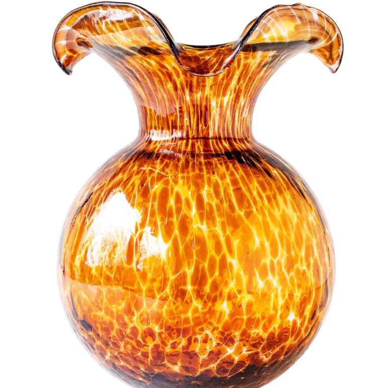 Hibiscus Brown Tortoiseshell Large Fluted Vase