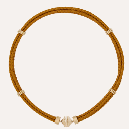 Aspen Braided Leather Almond Necklace