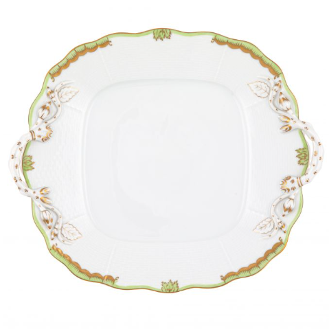 Princess Victoria Green Square Plate with Handles