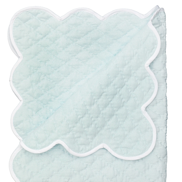 Baby Hand Quilted Satin Blanket-Blue