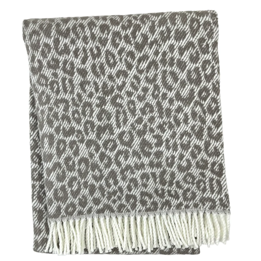 Leopard Throw - 55" x 70" Cream/Taupe