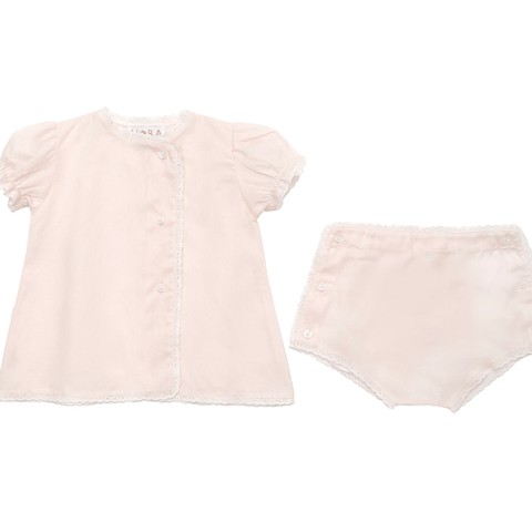 Baby Eyelet Cotton Diaper Set-Pink