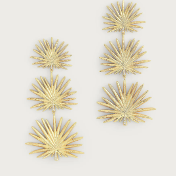 Triple Fan Palm Dangle Earrings-Large