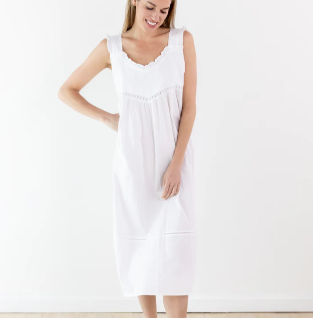 Cecily White Cotton Nightgown