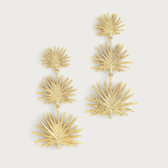 Triple Fan Palm Dangle Earrings-Small