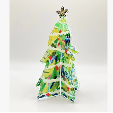 Bright Green 3-D Adorned Christmas Tree