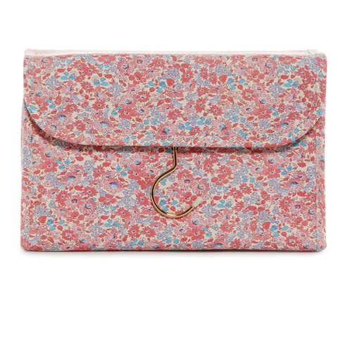 Hanging Toiletry Case - Hang It Up - Marseille with Pink Pinstripe Liner