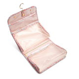 Hanging Toiletry Case - Hang It Up - Marseille with Pink Pinstripe Liner