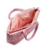 Tote Bag - Puffer Tote - Marseille with Pink Pinstripe Liner