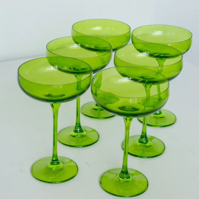 Forest Green Coupe Glass-Set of 6