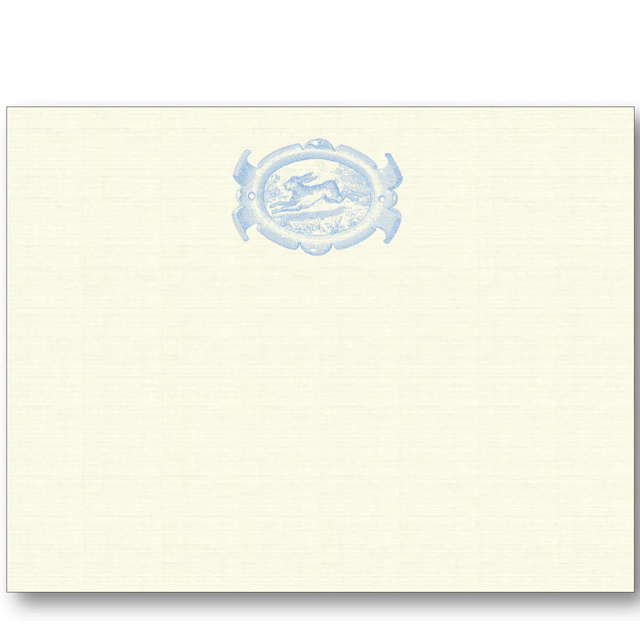English Hare Oval in Blue/Ecru Box of Notecards