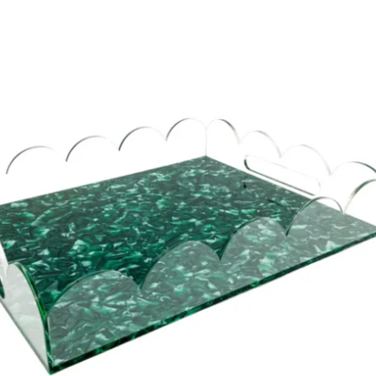 Emerald Acrylic Scalloped Tray