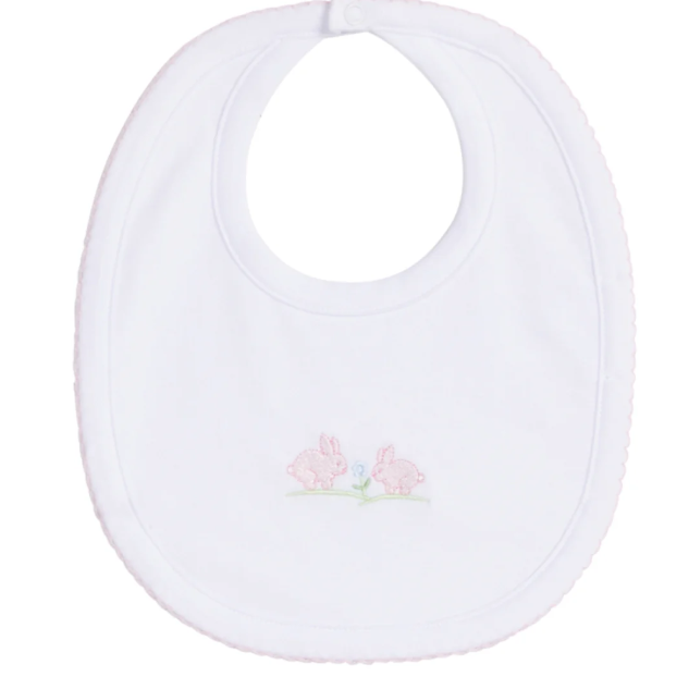 Embroidered Bib - Pink Bunnies