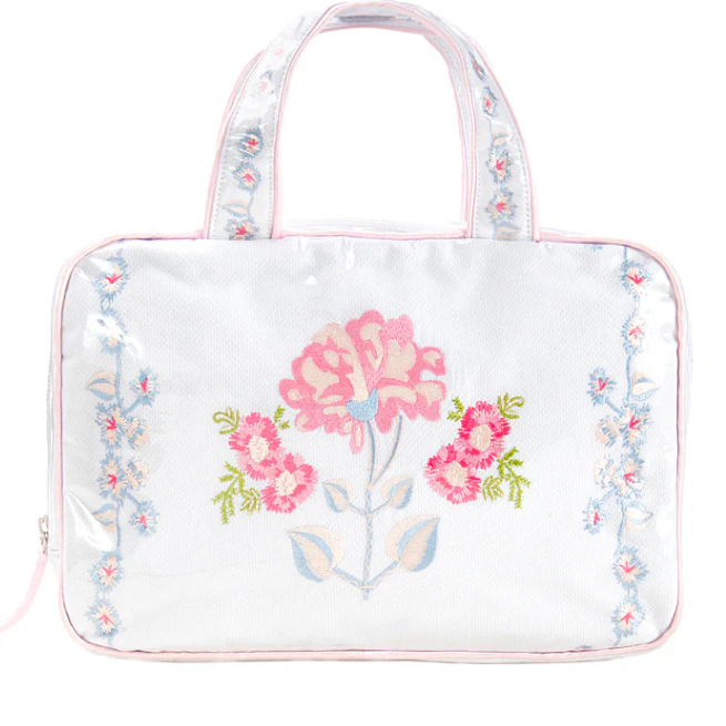 Peony Double Handle Cosmetic Bag-Pink