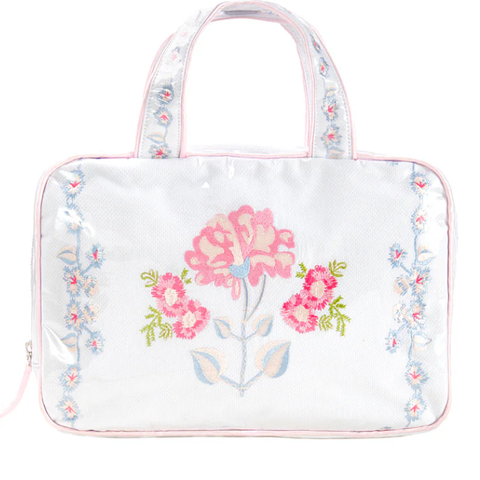 Peony Double Handle Cosmetic Bag-Pink