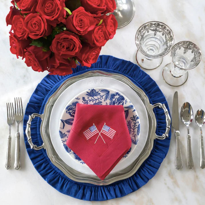 American Flags Large Napkin Set of 4-Red