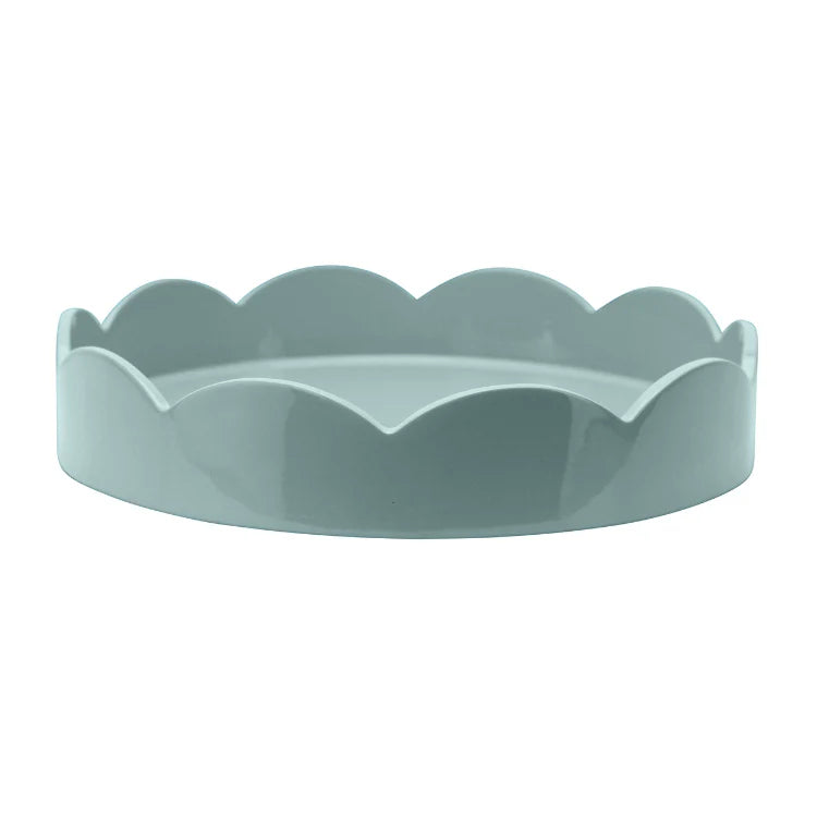 Pale Denim Blue Scallop Round Tray