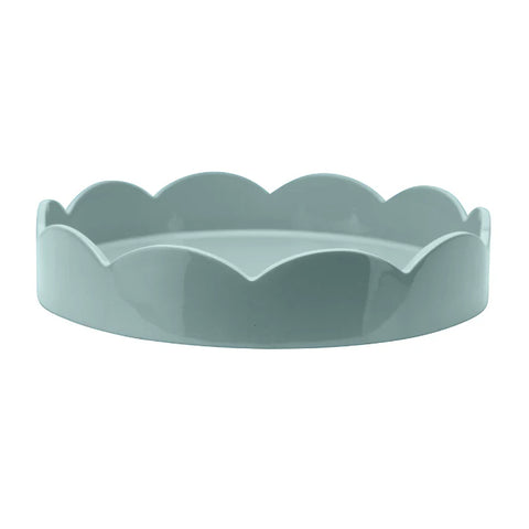 Pale Denim Blue Scallop Round Tray